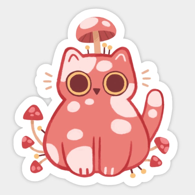 Mushroom Cat Sticker by Niamh Smith Illustrations